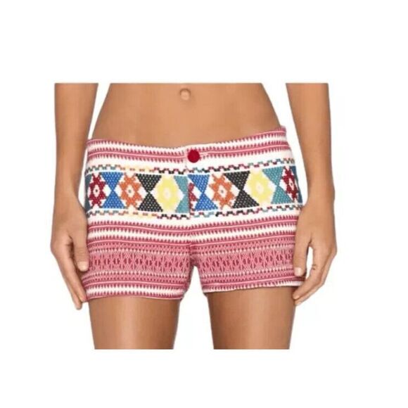 Tigerlily Women Sz 8 Oat Multi Embroidered Uluaki 10" Length Cotton Shorts - Picture 8 of 9